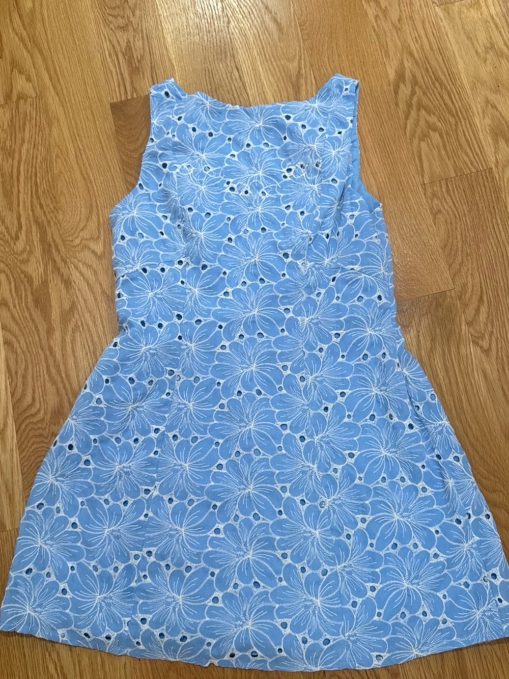 Hello Molly Light Blue Floral Eyelet Sleeveless Dress